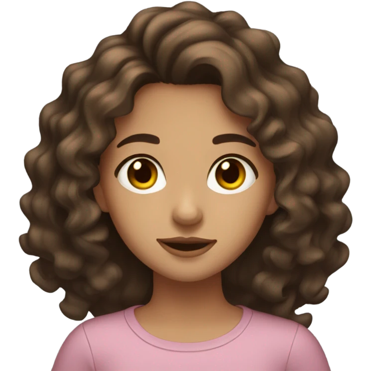 Brunette girl, brown eyes, wavy hair emoji