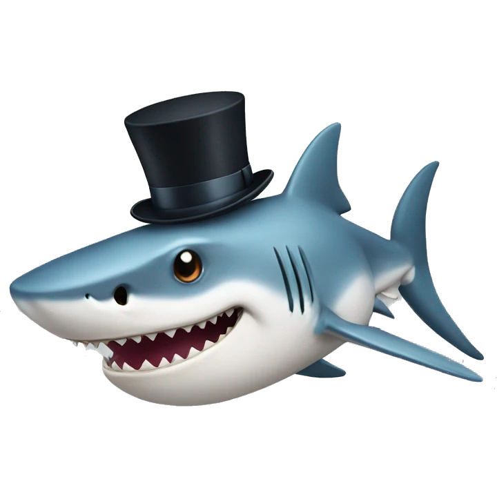 Shark with a top hat emoji