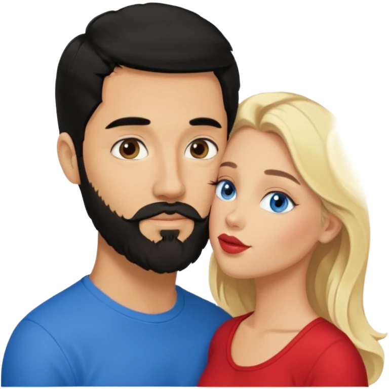 Puerto Rican man black hair beard with southern blonde hair blue eyes girl kissing  emoji