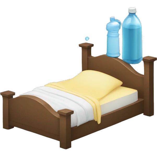 bed with water bottle on it  emoji