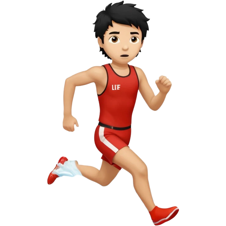 Lifeguard Teenager with Black messy hair running to save lives emoji