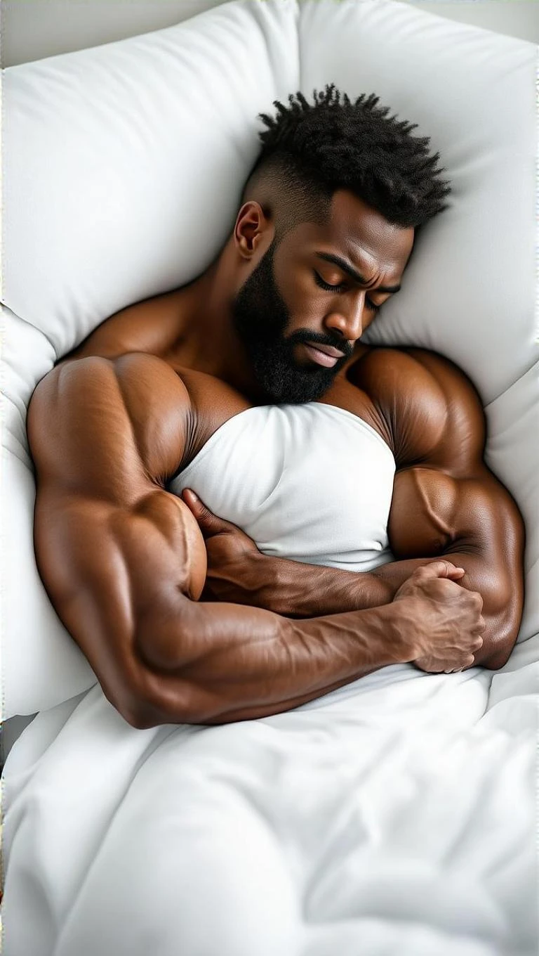 bodybuilder che dorme bene e questo gli porta tanto benessere e salute emoji