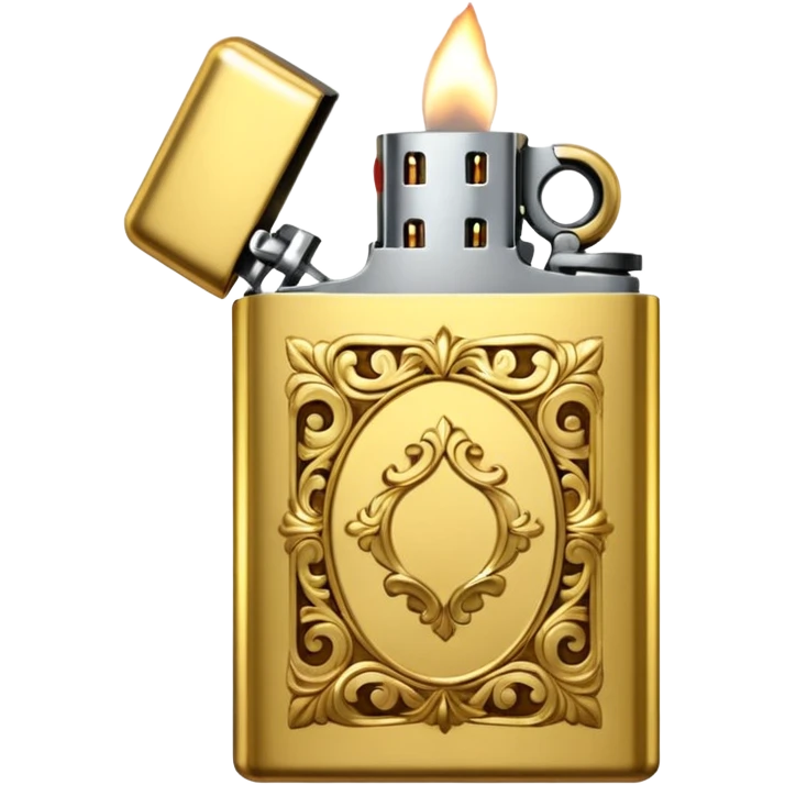 Vintage gold lighter from the Lighter and Princess drama, cinematic lighting, hyper-realistic emoji