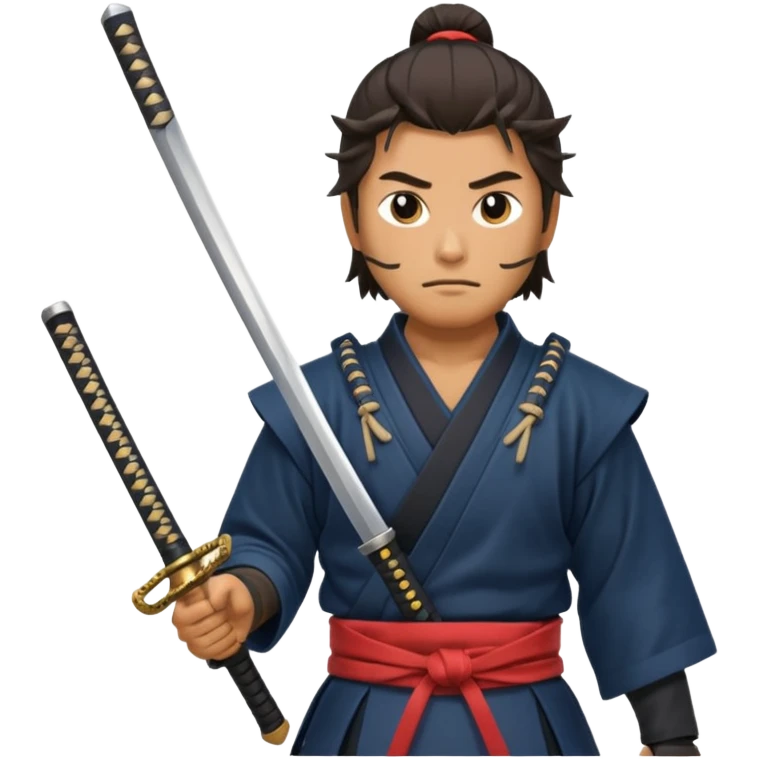 man samurai holds katana, still pose. emoji