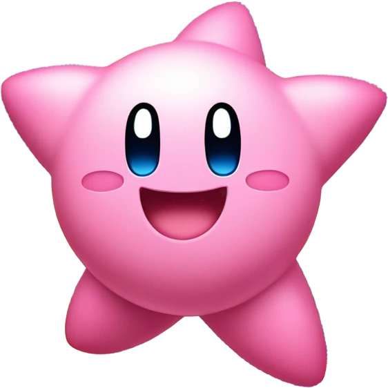 cute happy classic Kirby jumping on a star emoji