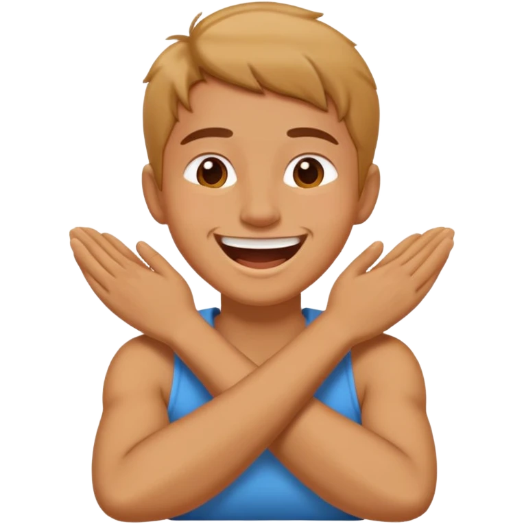arms crossed holding neck laughing person emoji