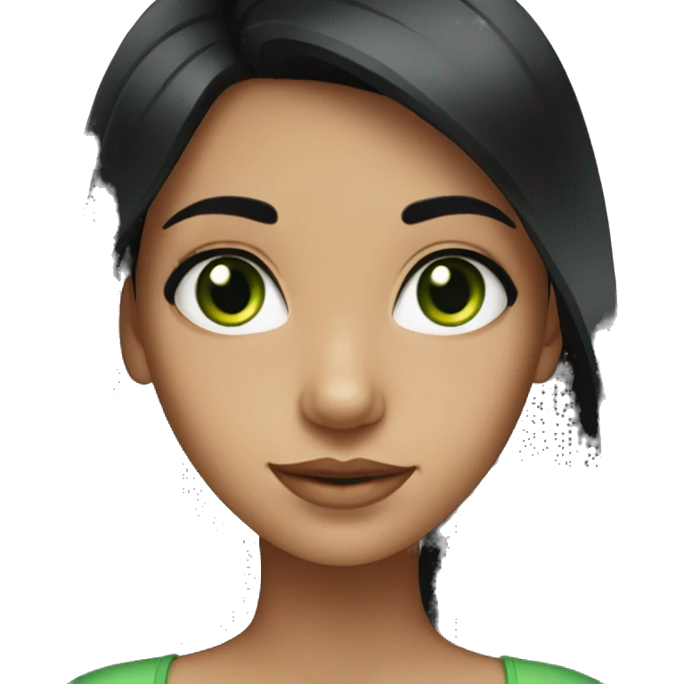 Black haired girl with green eyes emoji
