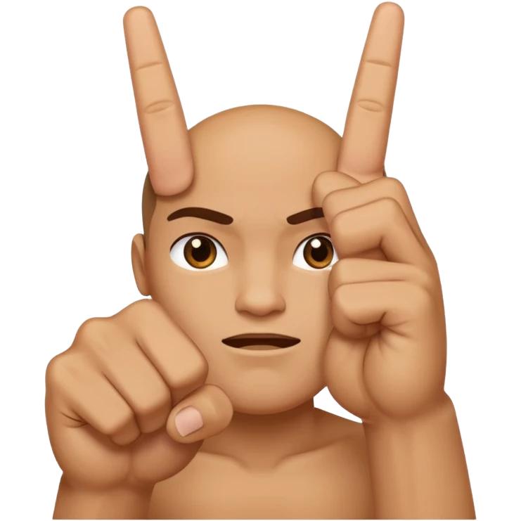 Punho cruzado, mostrando o dedo do meio emoji