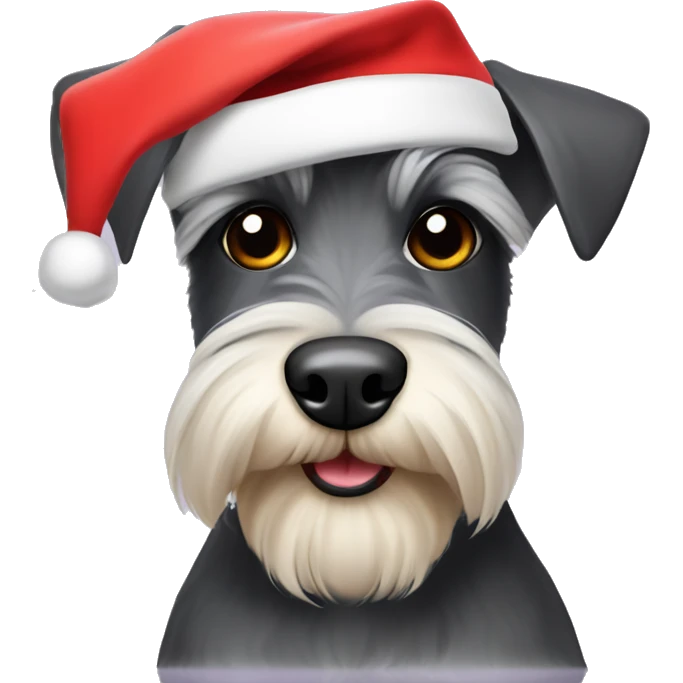 Miniature Schnauzer with Santa hat  emoji