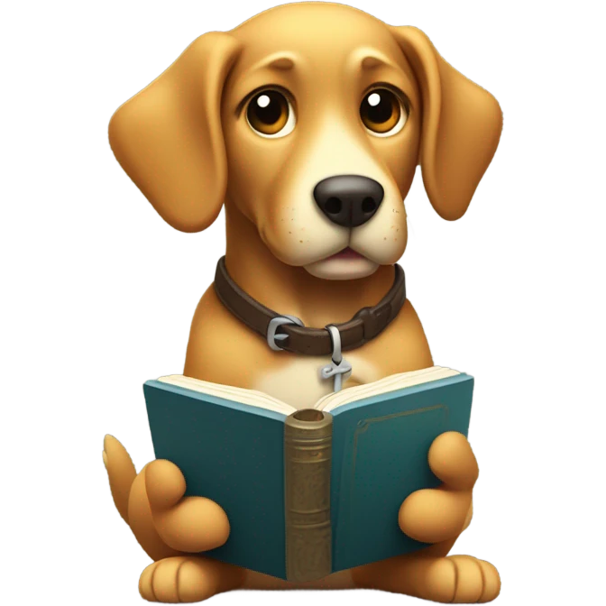 Kawaii dog reading Bible and with highlighter in paw emoji