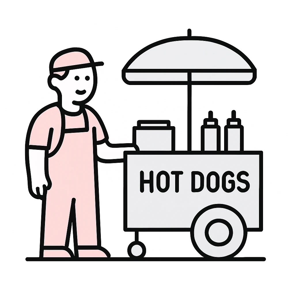 hotdog seller in New York with cart emoji