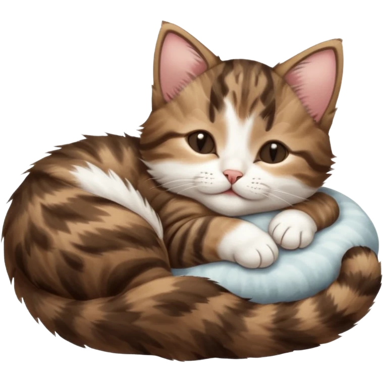 dark brown tabby and white kitten upside down sleeping emoji