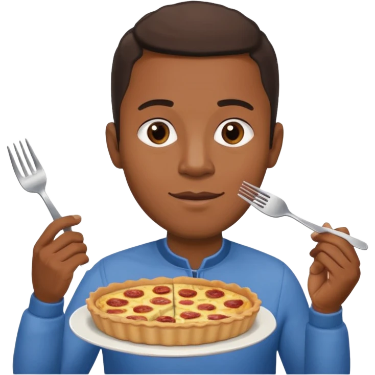 Black man eating a quiche Lorraine emoji