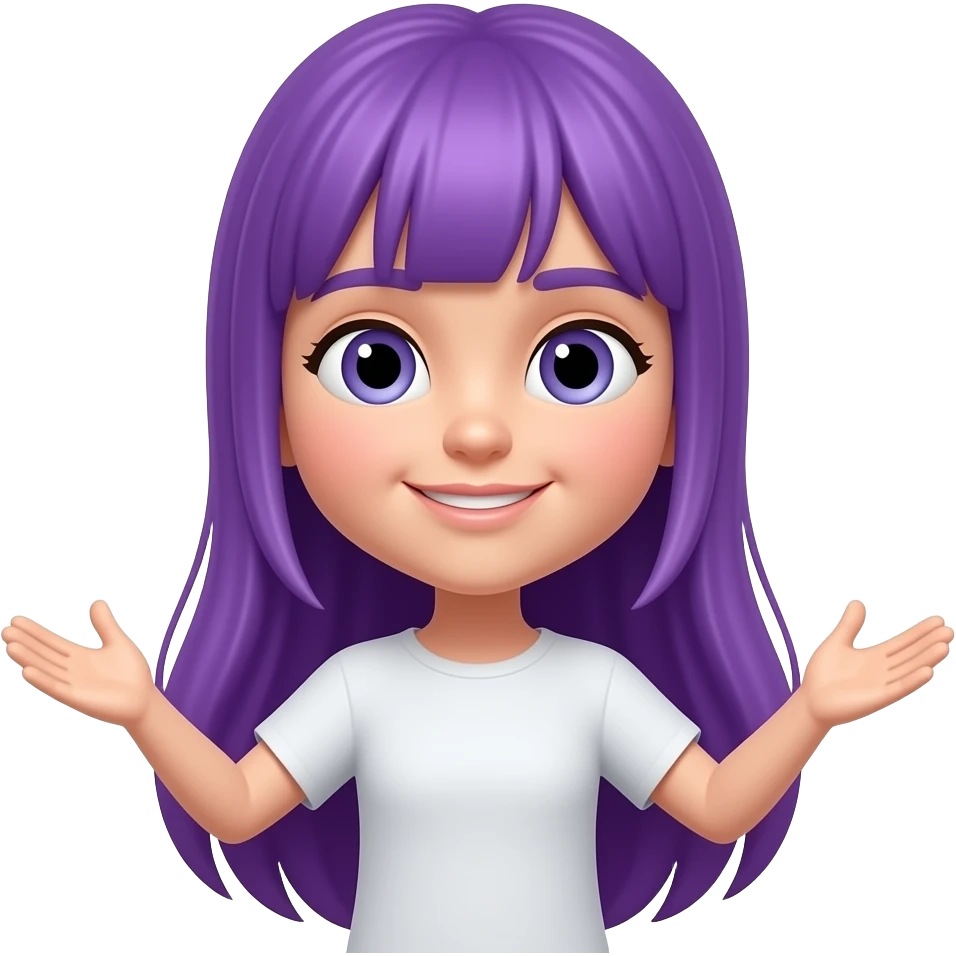 GIRL WITH LONG PURPLE HAIR WITH OPEN ARMS emoji