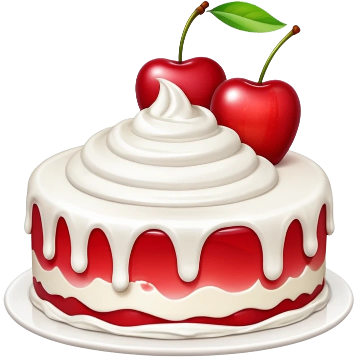 cherry on a whipped cream cake, apple emoji style, clear and recognizable, no text emoji