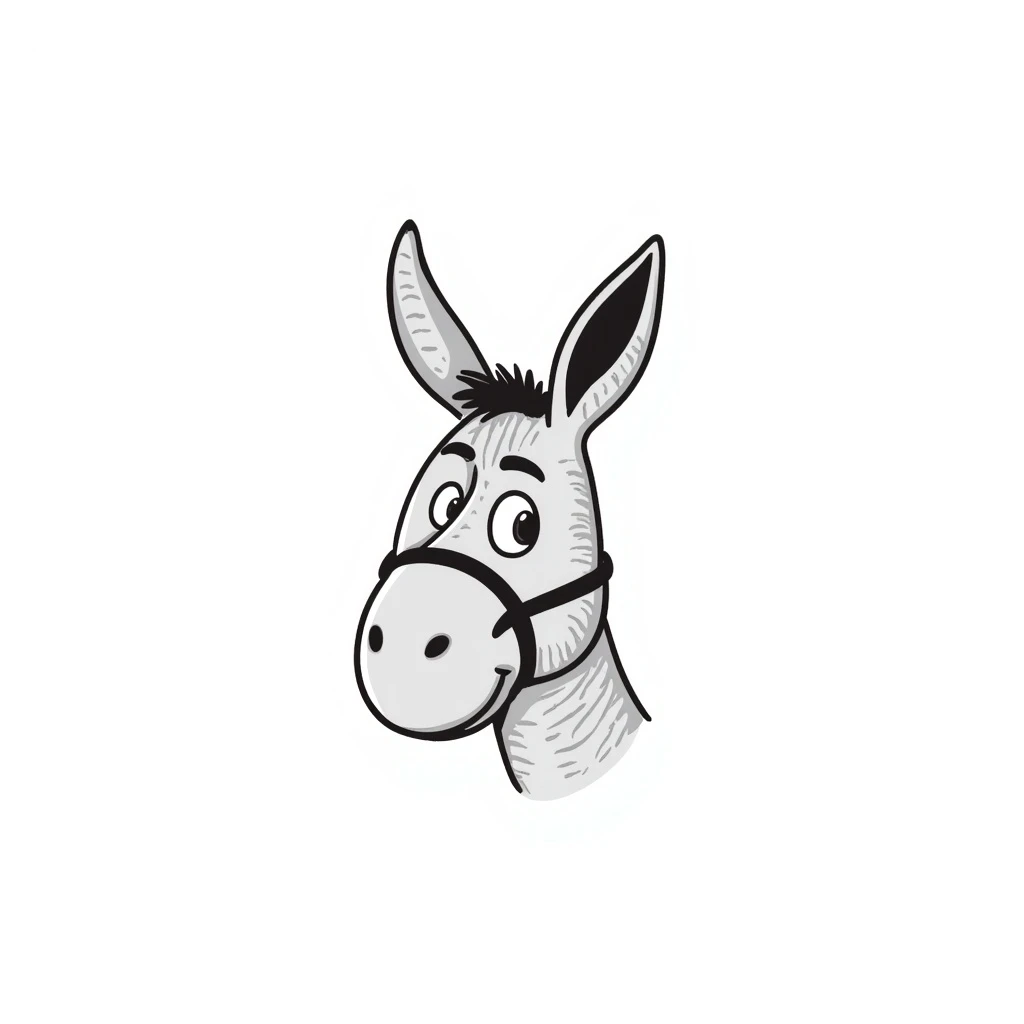 a donkey with its left eye pointed to the left and right eye pointed to the right emoji