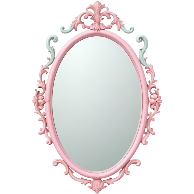 Vintage white rococo body mirror with pastel pink details emoji