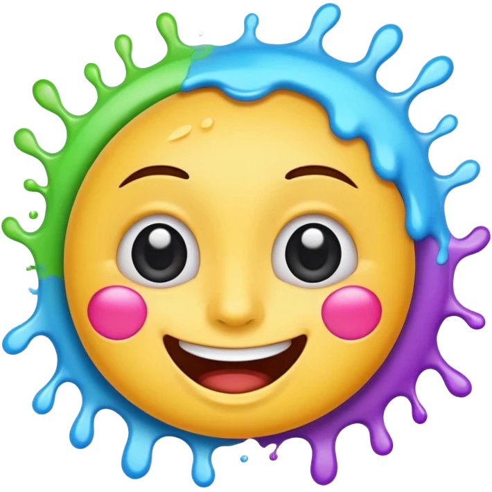 A joyful face emoji with wide eyes and a big smile, tears of laughter flowing. The face radiates positive energy, surrounded by vibrant splashes in dynamic brush strokes. emoji
