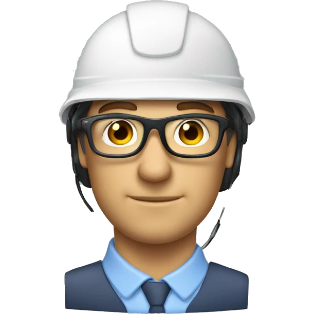 Caucasian man wirh helmet, glases and earplugs emoji
