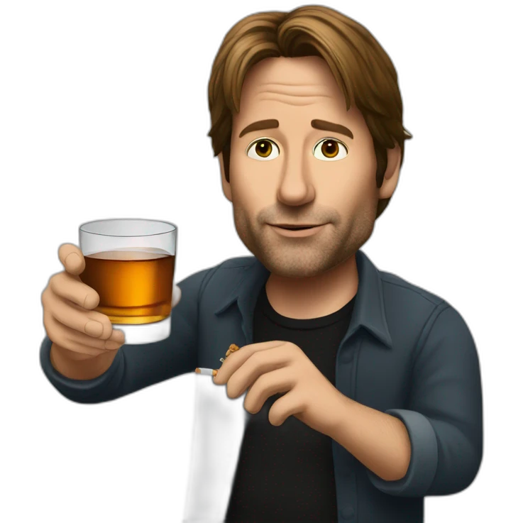hank moody holds a glass of whisky and cigarettes emoji