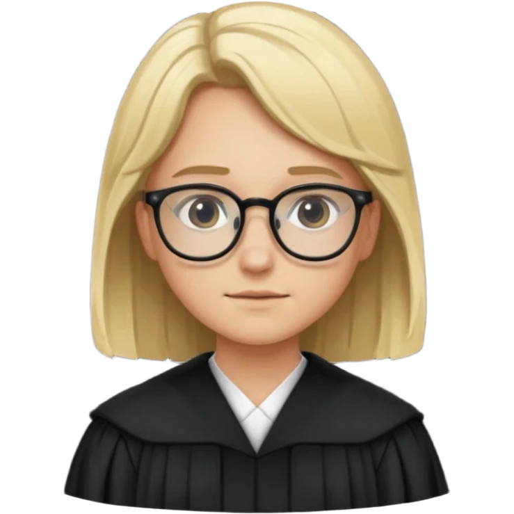 Young judge, blonde hair with glasses and robe emoji