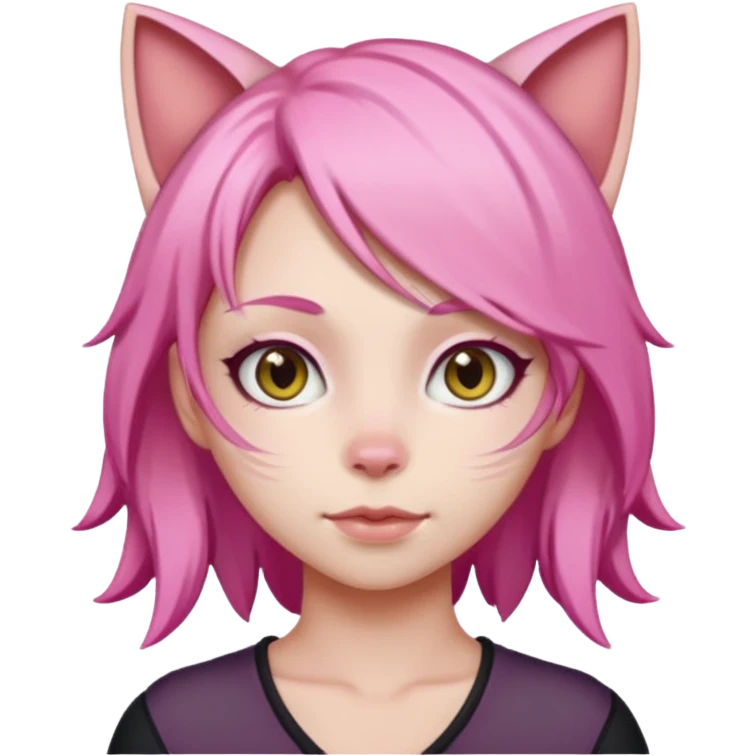 Naked anime catgirl with pink hair  emoji