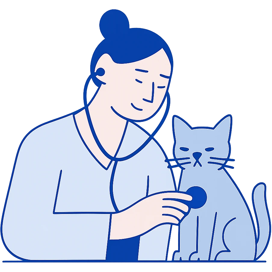 veterinarian examining a cat emoji