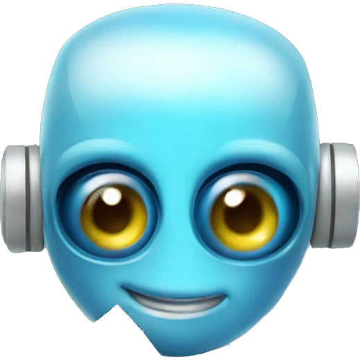cute blue big-eyed robot holding money emoji