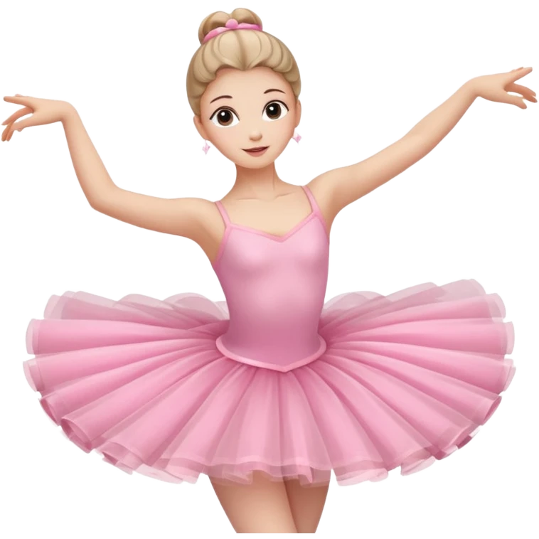 A graceful ballerina in a pink tutu, spinning lightly with arms curved elegantly.
 emoji
