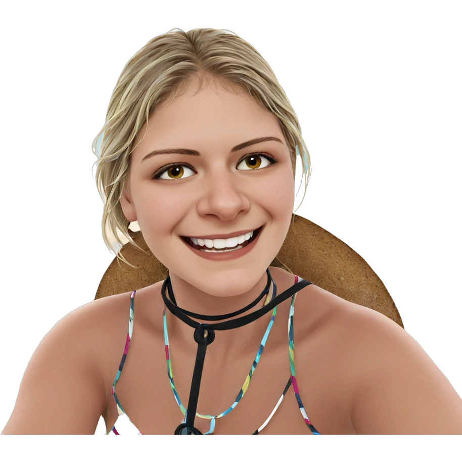 smiling girl at beach emoji