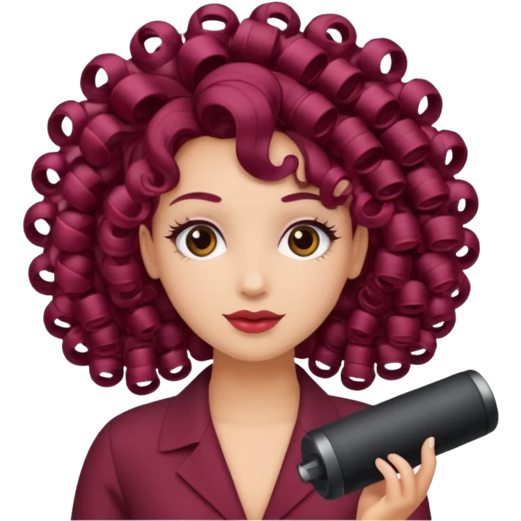 hair with burgundy hair rollers emoji