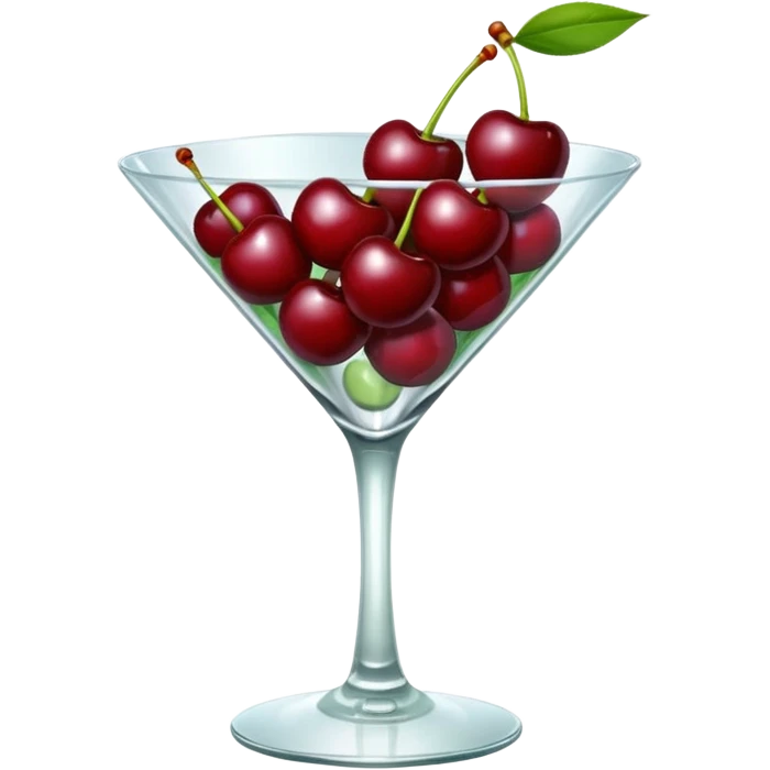 Bunch of dark red Cherries in a martini glass, the glass does not have liquid in it emoji