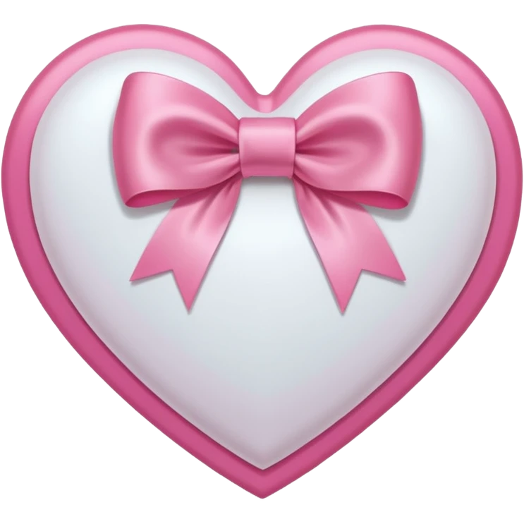 A White Heart with a pink bow around it emoji