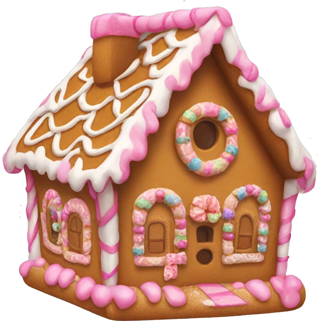 Gingerbread house with a pink bow  emoji