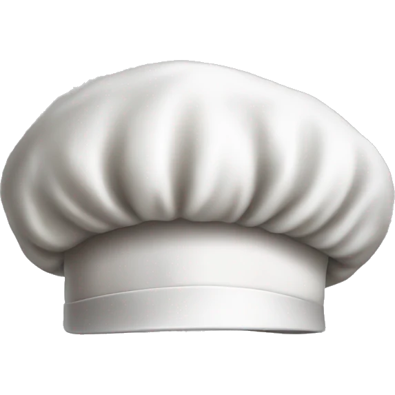 Generate a chef's hat emoji. The hat should be white, with a traditional mushroom shape and realistic details. Make sure the emoji is clear and recognizable. emoji