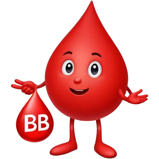 blood drop character holding a BRB sign emoji