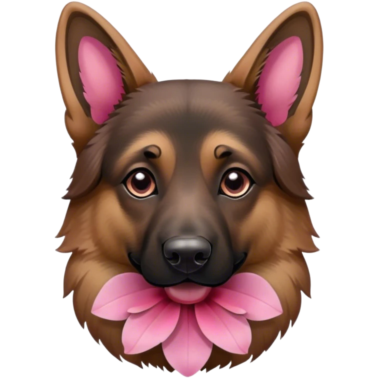 German Shepherd Blume mit rosa  emoji