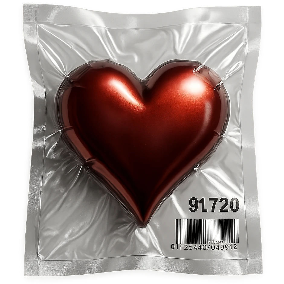 heart with metallic sheen in vacuum-sealed style emoji