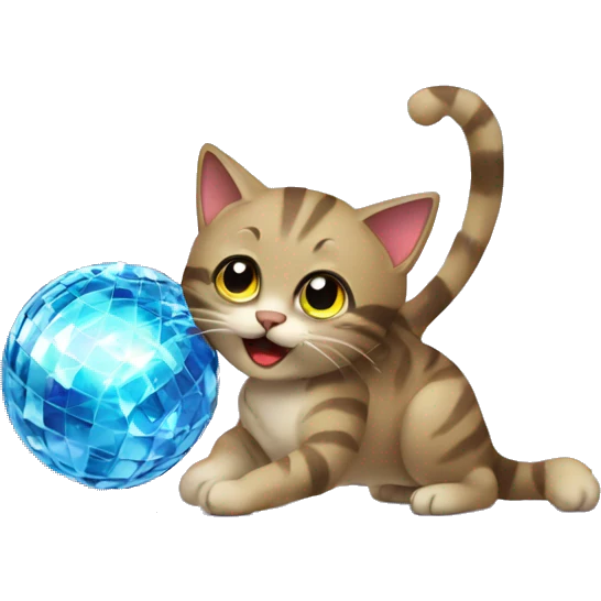 cat playing with disco ball emoji