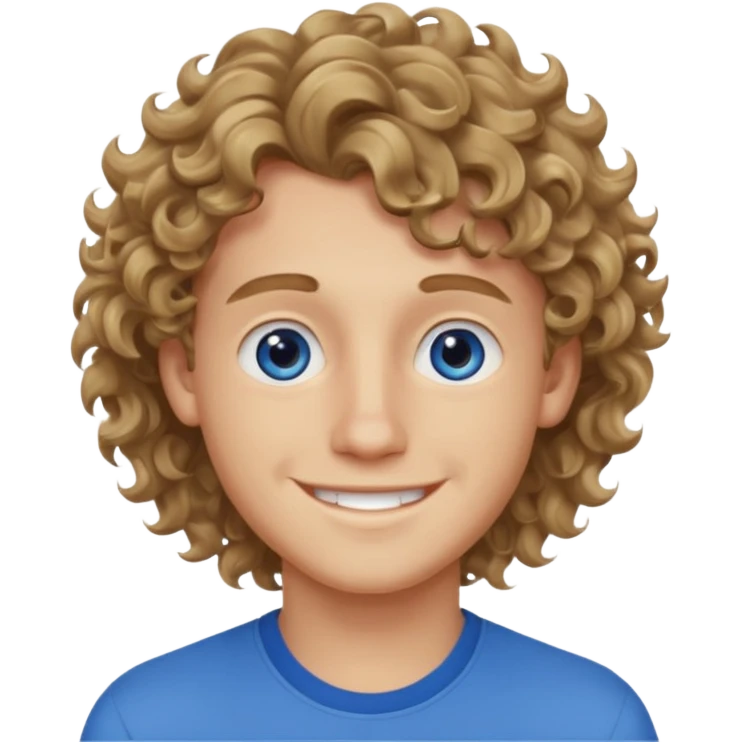 20 year old boy with wavy-curly dark blonde hair and blue eyes  emoji