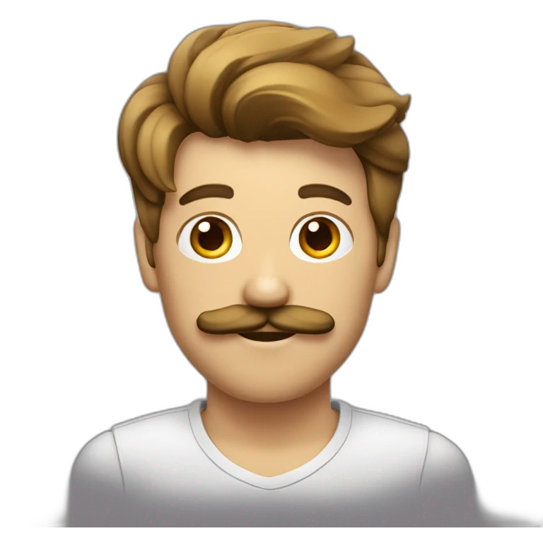 Homme avec cheveux plaqué et moustache carrée emoji
