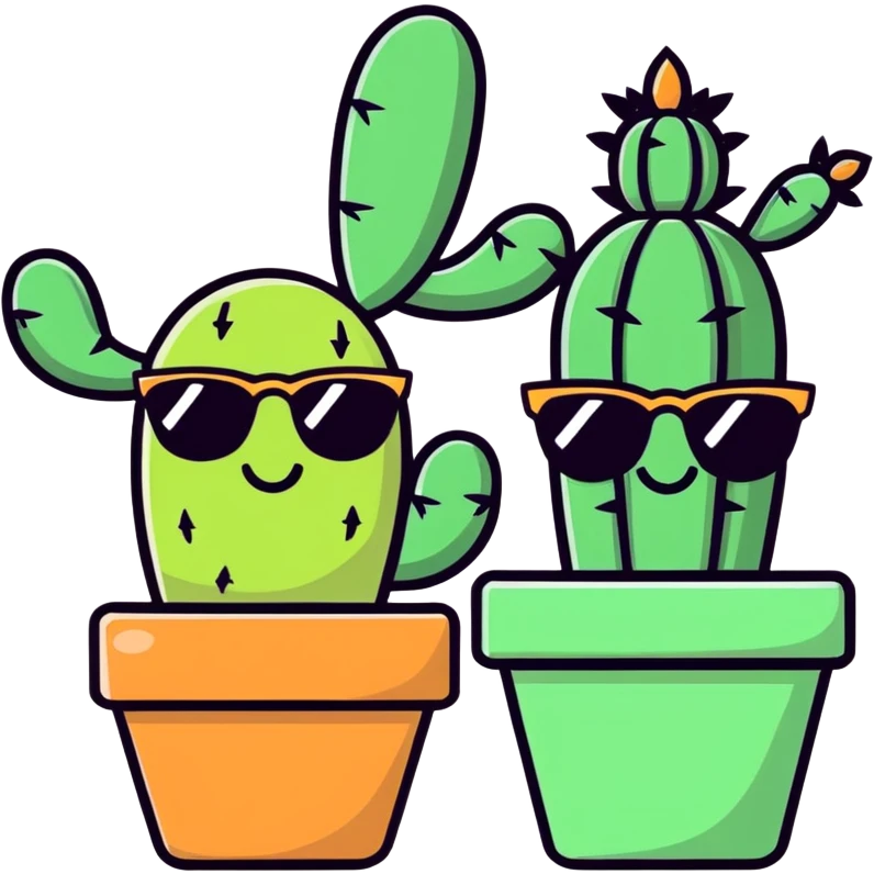Happy Cactus best friends in a pot emoji