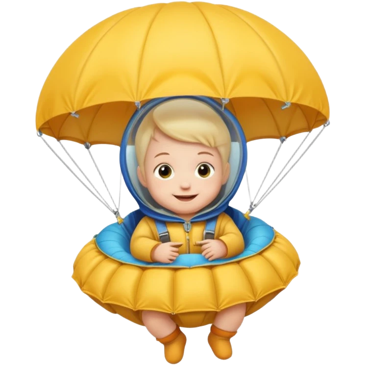 Skydiving baby with parachute and UFO emoji