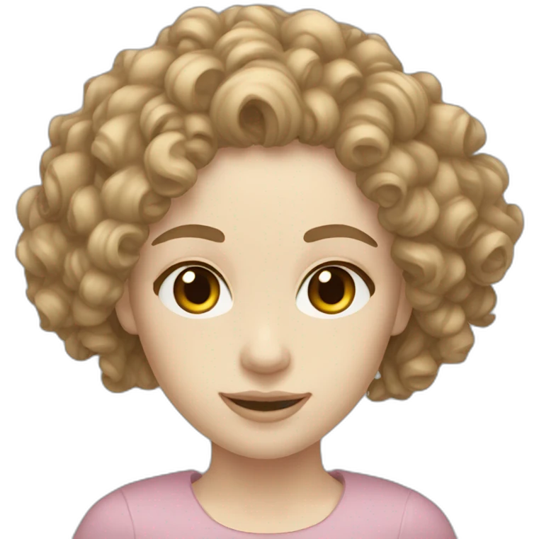 Pale skin long curly dark blonde hair brown eyes emoji