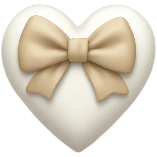 white heart with beige bow emoji