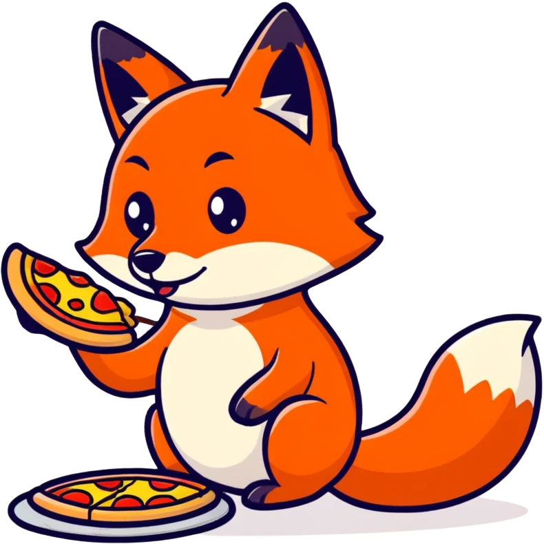 Red fox eating pizza emoji