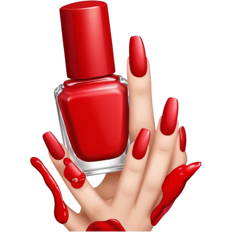 hand with painted nails and nail polish bottle emoji