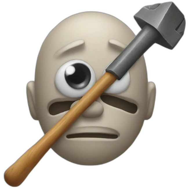 an emojie with fossil hammers for the eyes emoji