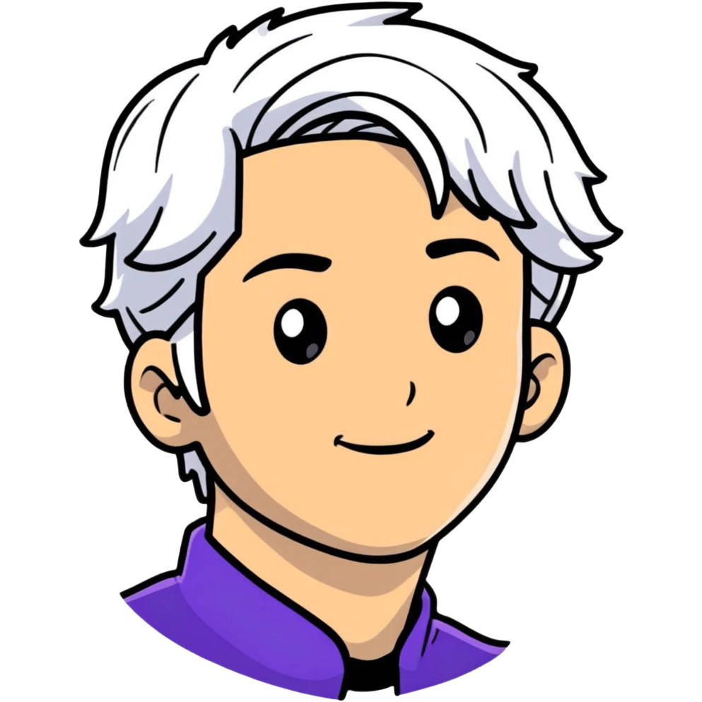 Carlos from Descendants, son of Cruella de Vil, white and black hair, freckles emoji