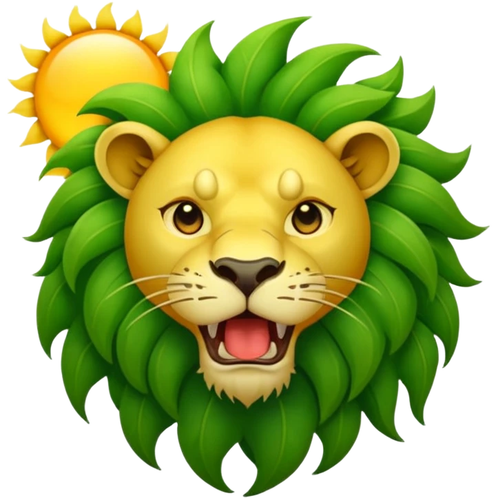 green lion devouring big sun emoji